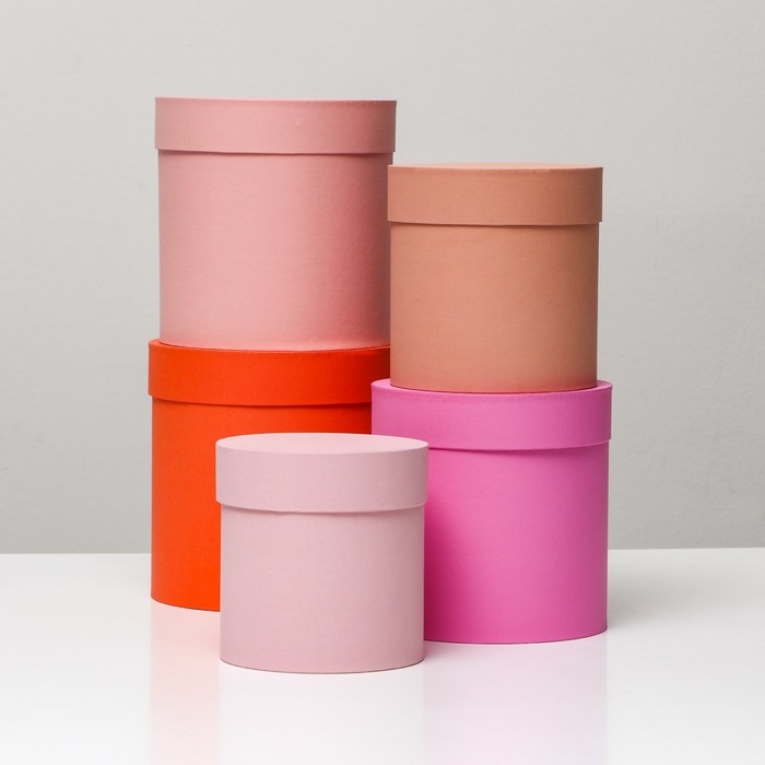 Набор круглых коробок 5 в 1, 20 х 20 х 20 - 14 х 14 х 14 см МИКС Набор круглых коробок 5 в 1, 20 х 20 х 20 - 14 х 14 х 14 см МИКС