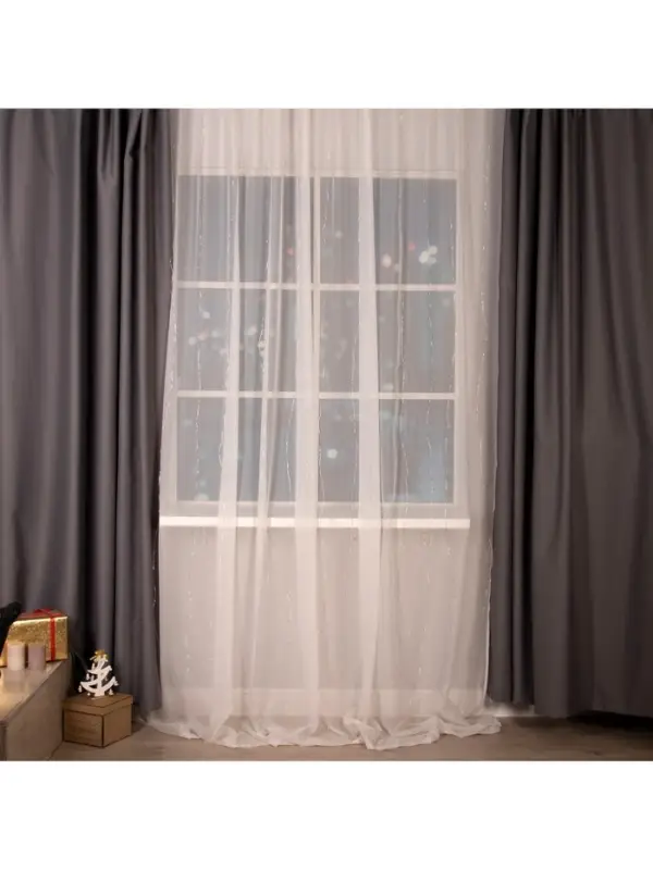 Гирлянда &laquo;Занавес&raquo; 2&times;3 м, роса, IP20, серебристая нить, 450 LED, свечение мульти, 8 режимов, 220 В