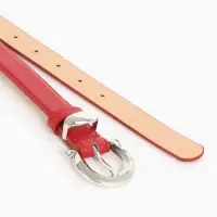 Ремень женский, 110&times;2.3 см, пряжка металл, серебристая, красный
