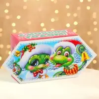 Подарочная коробка Новогодняя Конфета малая«Сладкая парочка» с игрой, анимацией 9.5×8×12 см