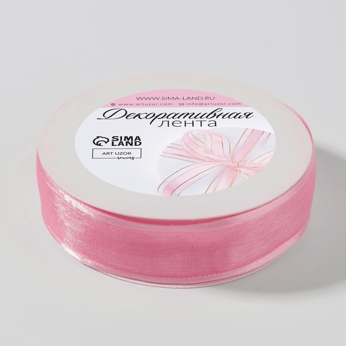 Лента декоративная, капроновая/атласная, 18 мм, 18 ± 1 м, цвет розовый Лента декоративная, капроновая/атласная, 18 мм, 18 ± 1 м, цвет розовый