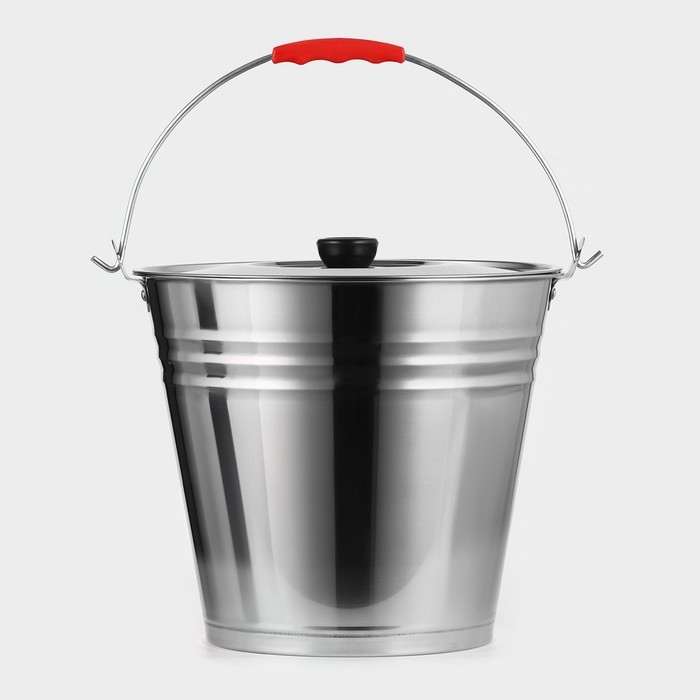 Ведро из нержавеющей стали с крышкой, 10 л, d=30 см, AISI 201 Ведро из нержавеющей стали с крышкой, 10 л, d=30 см, AISI 201