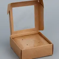 Коробка для бижутерии с PVC окном 8×8×3 см, крафт