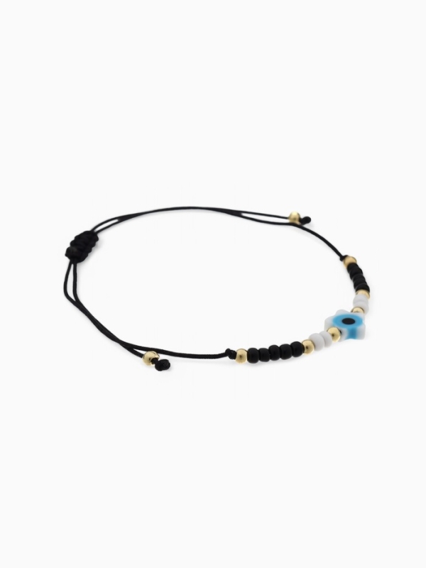 Браслет-оберег «Глазик» на нити, звезда, цвет чёрный в золоте Браслет-оберег «Глазик» на нити, звезда, цвет чёрный в золоте