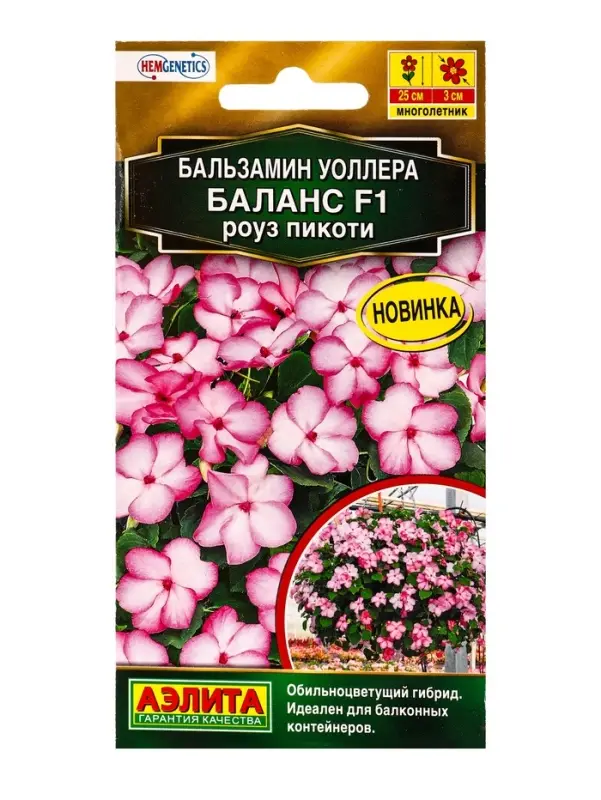 Семена цветов Бальзамин Баланс F1 роуз пикоти Золотая серия, Ц/П,7 шт. Семена цветов Бальзамин Баланс F1 роуз пикоти Золотая серия, Ц/П,7 шт.