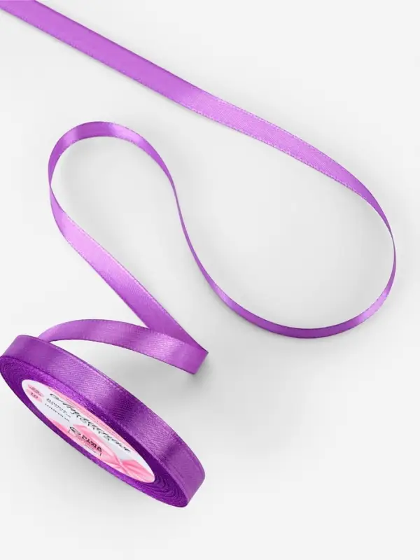 Лента атласная, 10 мм, 23±1 м, фиолетовая №46 Лента атласная, 10 мм, 23±1 м, фиолетовая №46