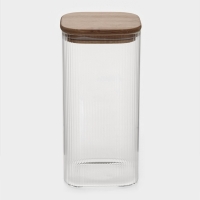Банка для сыпучих продуктов с бамбуковой крышкой "Эко. Квадрат" 1,6 л, 10х20 см