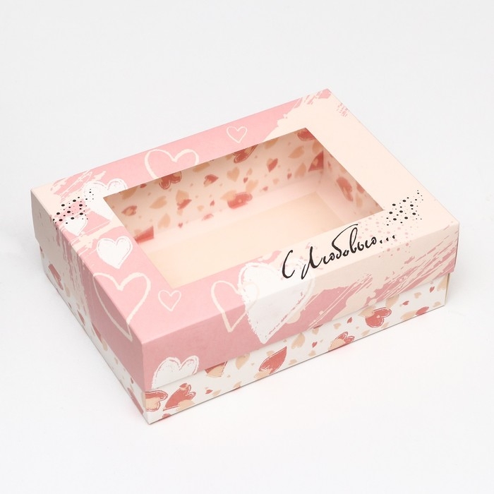 Коробка складная, с окном Коробка складная, с окном "С любовью" 21 х 15 х 7 см