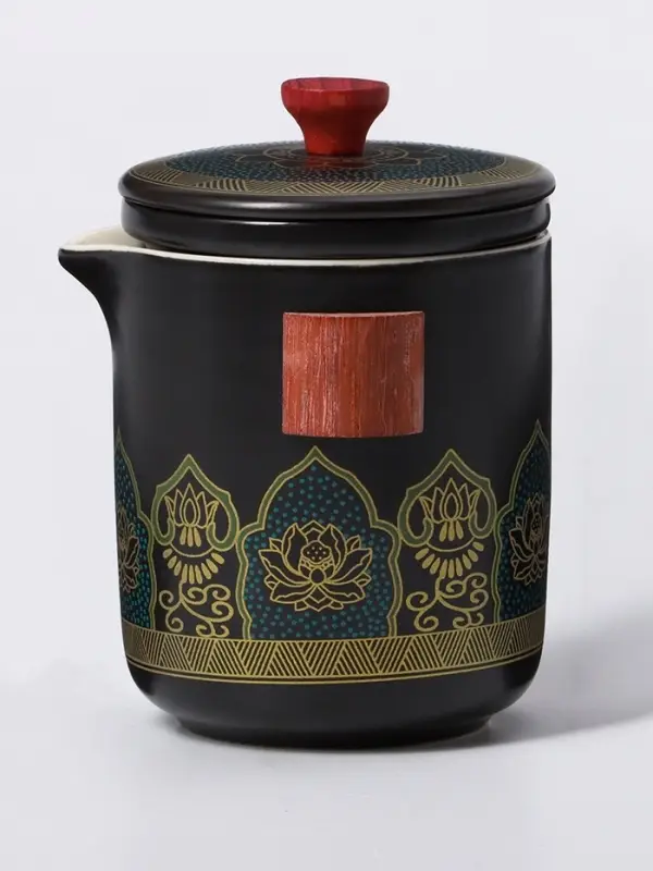 Набор для чайной церемонии ДЖЕКИЧАЙ &laquo;Никахо&raquo;, 7 предметов, на 4 персоны, чашка 50 мл, чайник 285 мл, керамика, чёрный