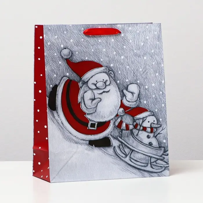 Пакет ламинированный "Новогодние саночки", 26 x 32 x 12 см