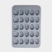 Форма для мармелада Доляна «Фрукты», силикон, 21,3×14,4×1,5 см, 25 ячеек (3×2 см), цвет серый