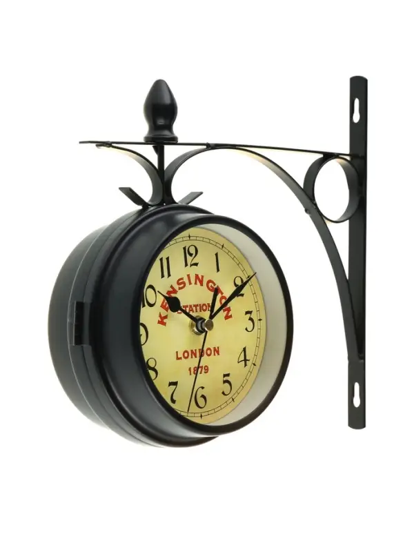 Часы настенные интерьерные Kensington station, двусторонние, на подвесе, бесшумные, плавный ход, d=12 см, от батареек 2&times;АА