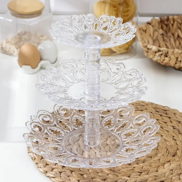 Этажерка для фруктов Альтернатива &laquo;Мелодия&raquo;, 3-х ярусная, d=16 см, 21 см, 27 см, пластик, прозрачная