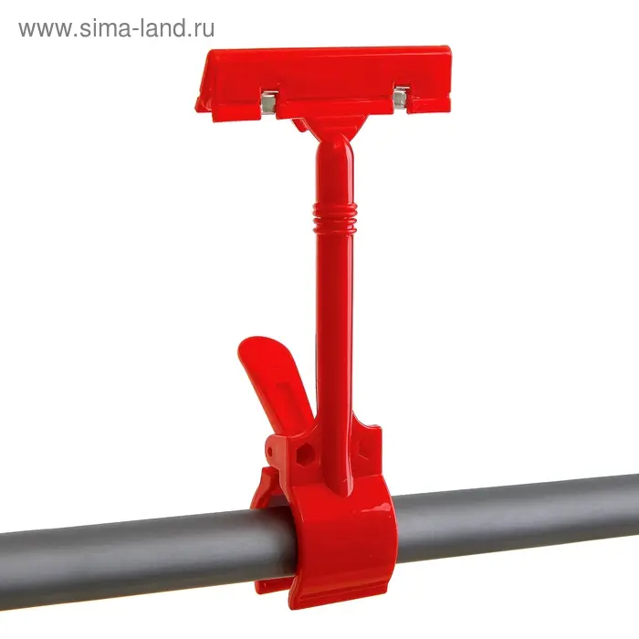 Ценникодержатель с зажимом d=3,5 cм, 8,5×7×17 см, цвет красный