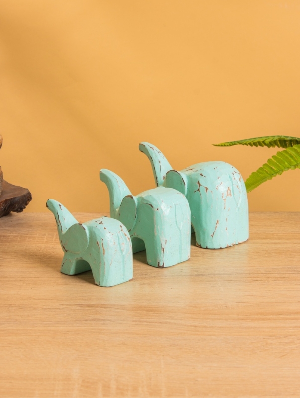 Сувенирный набор «Милые слоники», 12 см, 10 см, 9 см, дерево, бирюзовый Сувенирный набор «Милые слоники», 12 см, 10 см, 9 см, дерево, бирюзовый