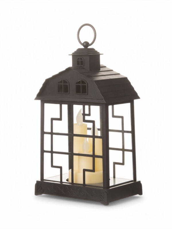 Светодиодная свеча в подсвечнике RISALUX «Дом со свечами», LED-ночник, 1.5 Вт, 3×ААА, 11×18×30 см