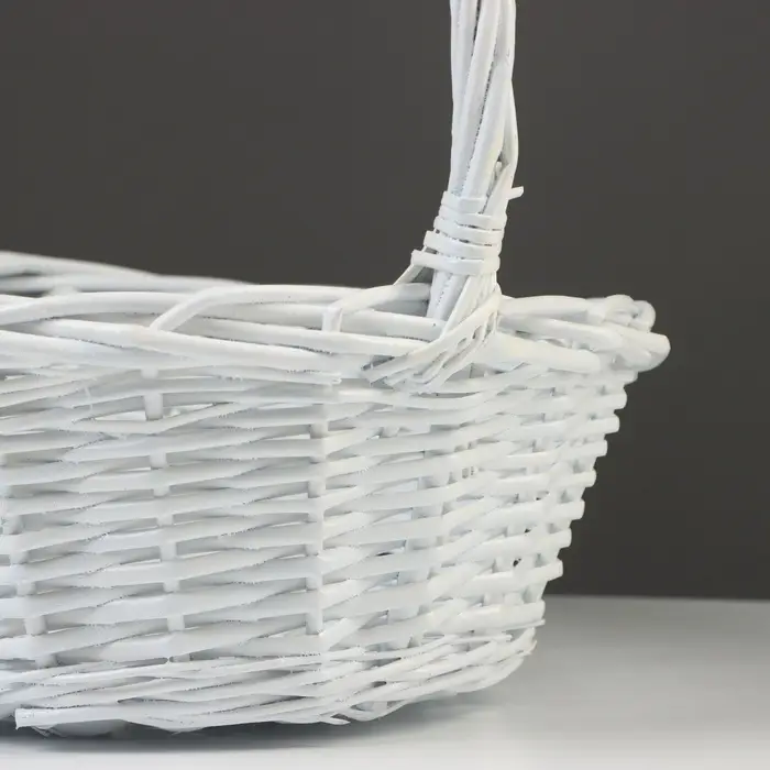 Корзина плетёная для хранения, лоза, овальная, с ручкой, белая, набор 4 шт.