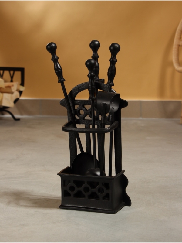 Каминный набор "Пылание" сталь, 4 предмета, 18х8х40 см