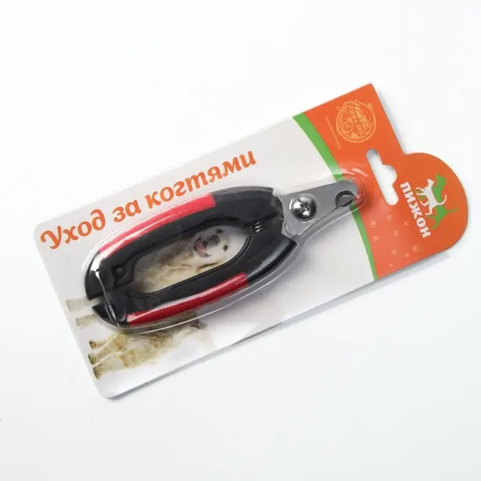 Когтерез боковой малый, с закругленными резиновыми ручками, отверстие 8 мм, чёрный, красный