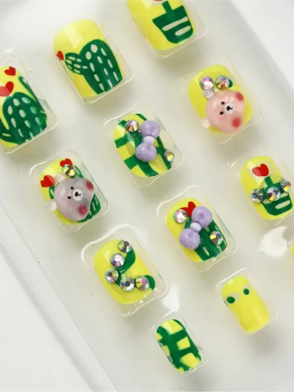 Детские накладные ногти &laquo;Мишка&raquo;, 12 шт.