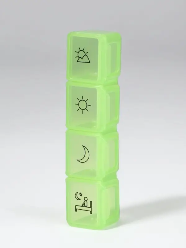 Таблетница, 9.7×2.7×1.7 см, 4 секции, МИКС Таблетница, 9.7×2.7×1.7 см, 4 секции, МИКС