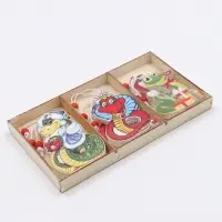 Елочные игрушки в деревянной подарочной упаковке, 9 шт.