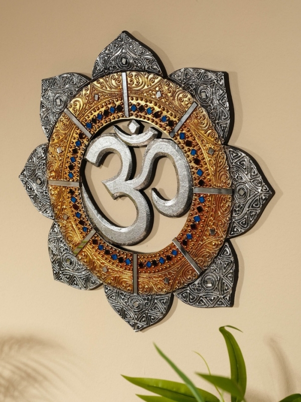 Панно резное МДФ "ОМ", 40х40х0,6 см, золотой край