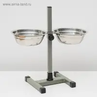 Подставка с мисками, 2&times;700 мл, высота 40 см, разборная, зелёная