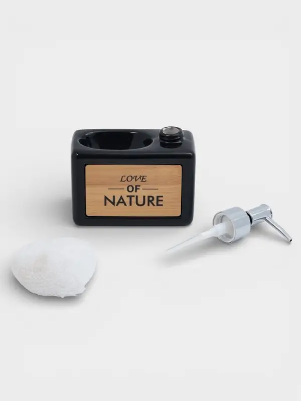 Дозатор для моющего средства SAVANNA &laquo;Природа&raquo;, 450 мл, с подставкой для губки, чёрный