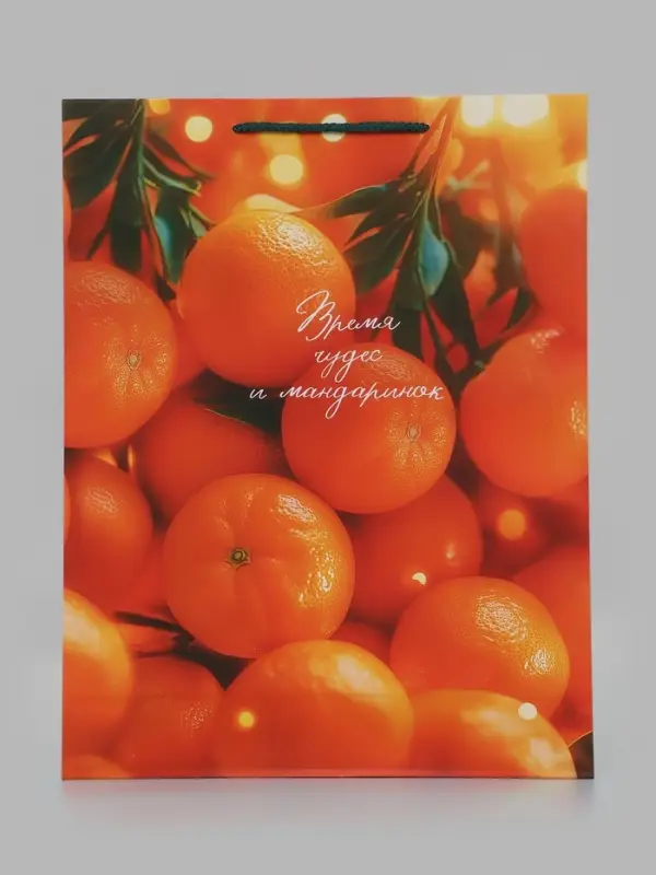Пакет подарочный &laquo;Время чудес и мандаринок&raquo;, 33&times;10&times;42.5 см