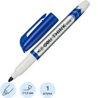 Маркер для белых досок Think, круглый наконечник, 1-1,5 мм, синий