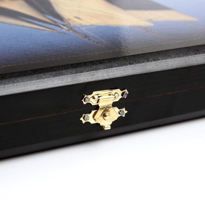 Нарды деревянные большие, настольная игра Нарды деревянные большие, настольная игра "Корабль", 40 x 40 см, с полем для игры в шашки