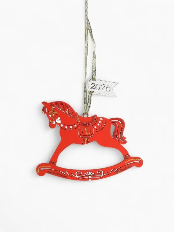 Ёлочное украшение Ёлочное украшение "Лошадка. 2026" 11,5х8,5 см, Красный-белый