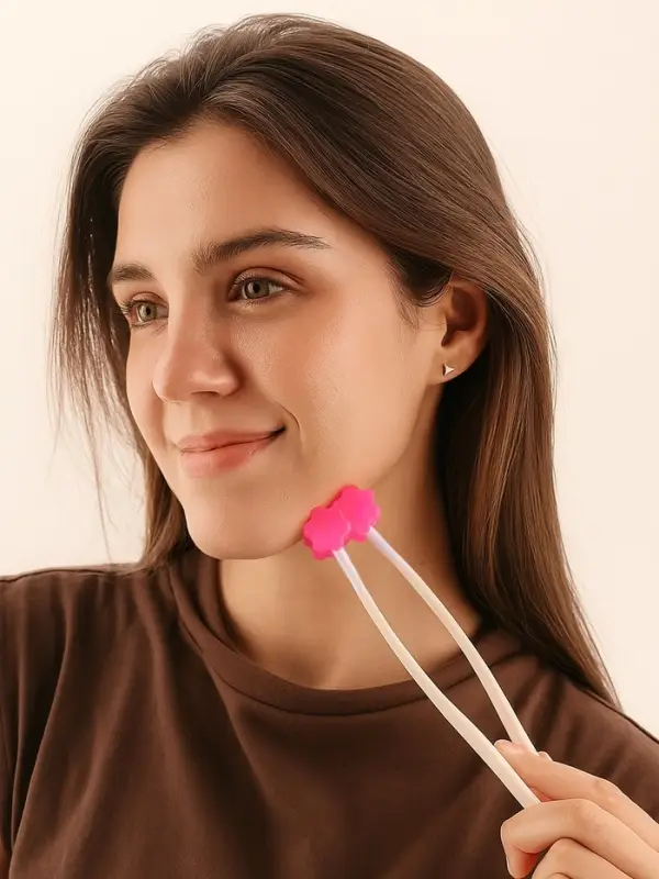 Массажёр для лица, 12&times;3.5 см, 2 ролика, розовый