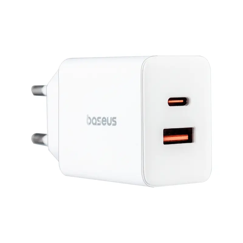 Переходник сетевого зарядного устройства на USB + Type-C PD30W P10111404213-00 Baseus белый