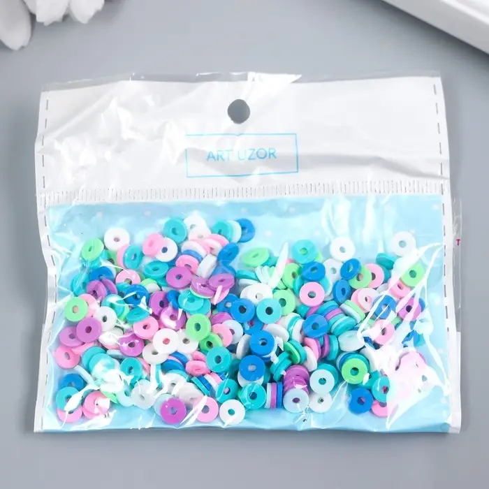 Бусины для творчества PVC "Колечки сине-зелёные" набор &asymp; 330 шт 0,1х0,6х0,6 см