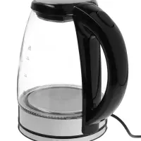 Чайник электрический Luazon LSK-1802, стекло, 1.8 л, 1500 Вт, подсветка, черно-стальной