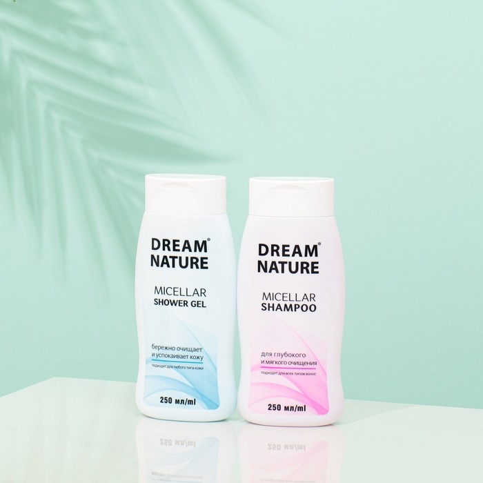 Подарочный набор косметики для женщин Dream Nature «Мицеллярный»: шампунь, 250 мл + гель для душа, 250 мл Подарочный набор косметики для женщин Dream Nature «Мицеллярный»: шампунь, 250 мл + гель для душа, 250 мл