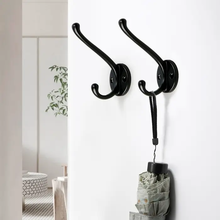 Крючок мебельный CAPPIO LINE, двухрожковый, цвет черный