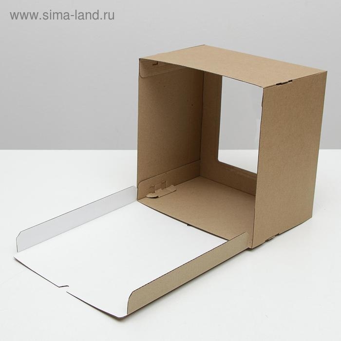 Кондитерская упаковка, с окном, крафт, 30 х 30 х 20 см Кондитерская упаковка, с окном, крафт, 30 х 30 х 20 см