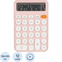Калькулятор настольный КОМП. Deli EM124, 12-р, батар., 158х105мм, розовый