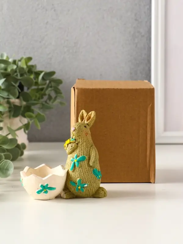 Сувенир полистоун подставка  Сувенир полистоун подставка "Зайчики пасхальные" набор 2 шт 5,3х10х10 см