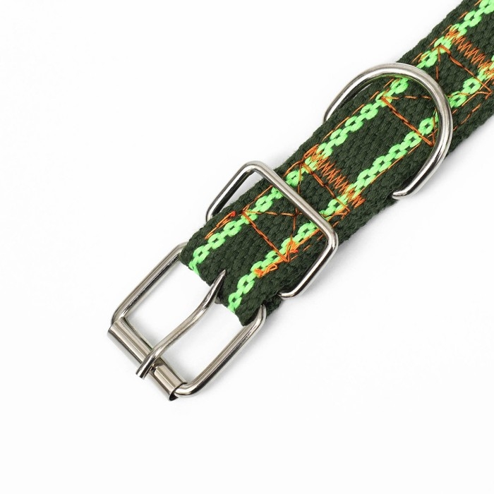 Ошейник брезентовый безразмерный двухслойный, 52 х 2 см, хаки/салатовый Ошейник брезентовый безразмерный двухслойный, 52 х 2 см, хаки/салатовый