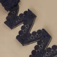 Кружево гипюровое, 60 мм, 6.8&plusmn;0.5 м, тёмно-синее