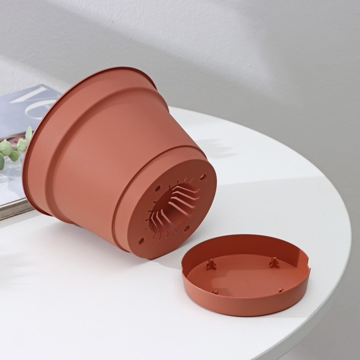 Горшок для цветов с поддоном Mint, 1,2 л, d=15 см, h=11,3 см, цвет терракотовый Горшок для цветов с поддоном Mint, 1,2 л, d=15 см, h=11,3 см, цвет терракотовый