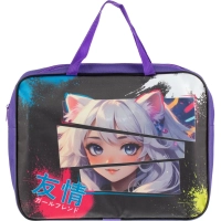 Папка для тетрадей школьн.А4 с ручками ШИРОКАЯ,ПШ-11,ДЕВУШКА С УШКАМИ 2025