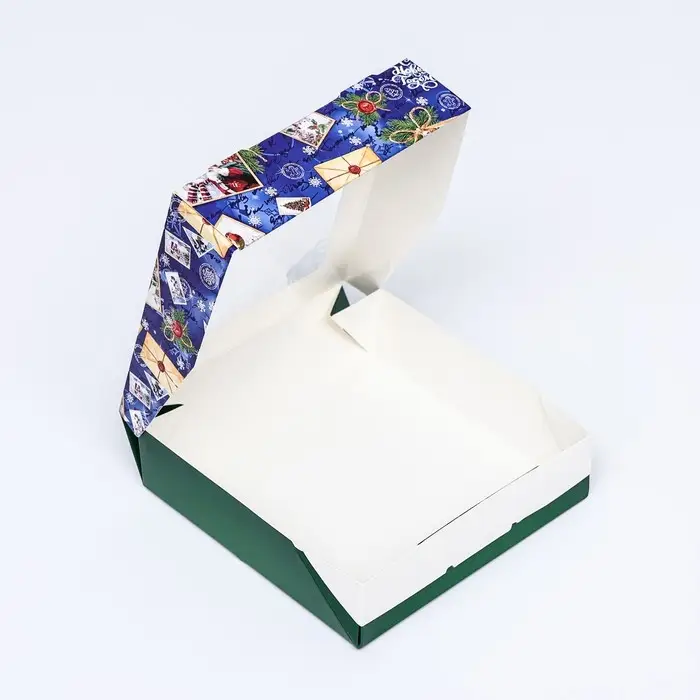 Коробка подарочная новогодняя складная с окном «Новогодняя посылка синяя»15×15×4 см Коробка подарочная новогодняя складная с окном «Новогодняя посылка синяя»15×15×4 см