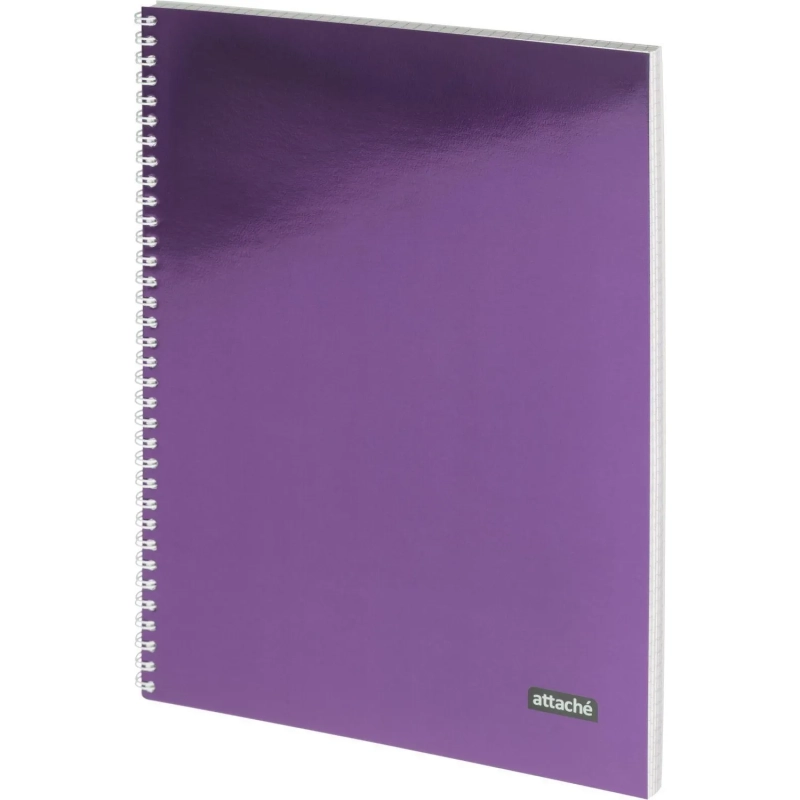 Бизнес-тетрадь А4 96л Attache Metallic Фиолет клетка, греб, картон, фольга