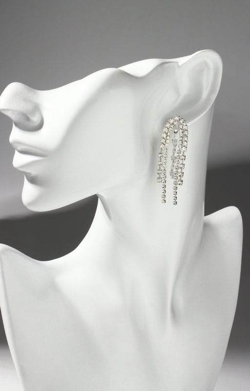 Серьги висячие со стразами «Водопад» гроздь, цвет белый в серебре Серьги висячие со стразами «Водопад» гроздь, цвет белый в серебре