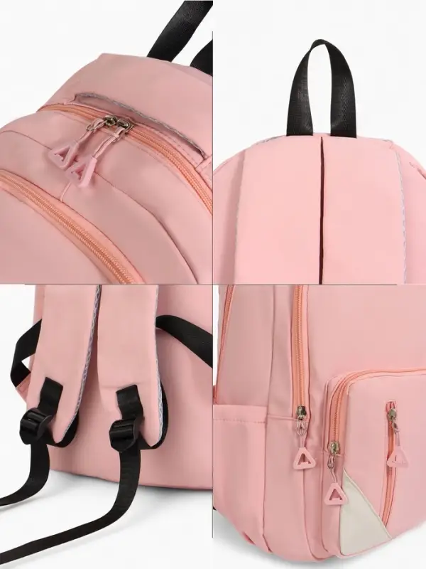 Рюкзак школьный на молнии, с отделами, карманами, размер 31&times;18&times;44 см, розовый
